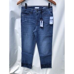 Sofia Vergara Leslie Slim Straight Jeans Womens 2 Assymetrical Hem